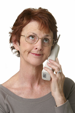 Woman on phone looking frustrated