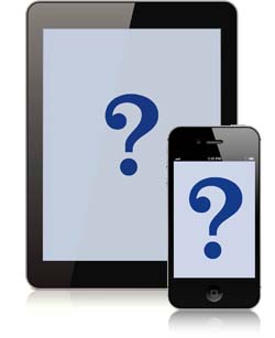 iPad and iPhone with question marks